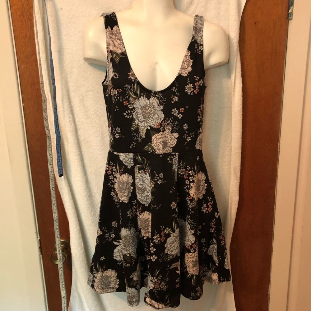 Divided HM black dress with flowers